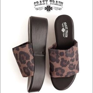 Size 9 leopard wedges crazy train